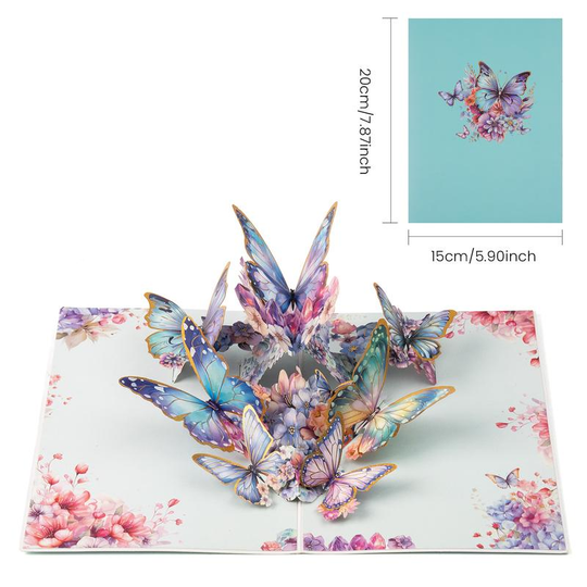 【Kreatives Geschenk】 3D-Pop-Up-Schmetterlings-Grußkarte mit Umschlag, 2 Zählungen, kreative Geburtstagskarte, Dankeskarte, Urlaubsgrußkarte, Geschenk für Familie, Freunde, Lehrer und Schmetterlingsliebhaber
