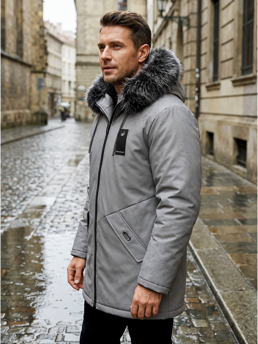 ✨Men's Windproof Hooded Thermal Mid-Length Parka Jacket