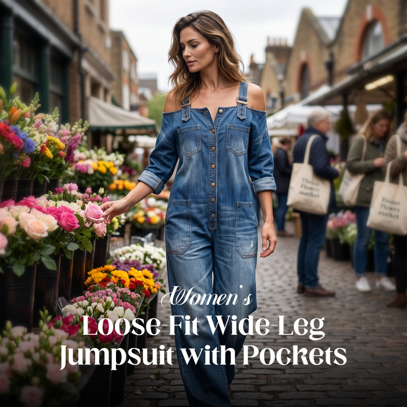 ⏳🔥LIMITED-TIME 50% OFF! 👗 Loose Fit Wide-Leg Overall Jumpsuit with Pockets – Effortless Comfort & Style ✨