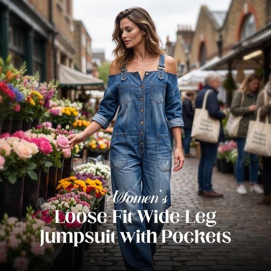 ⏳🔥LIMITED-TIME 50% OFF! 👗 Loose Fit Wide-Leg Overall Jumpsuit with Pockets – Effortless Comfort & Style ✨