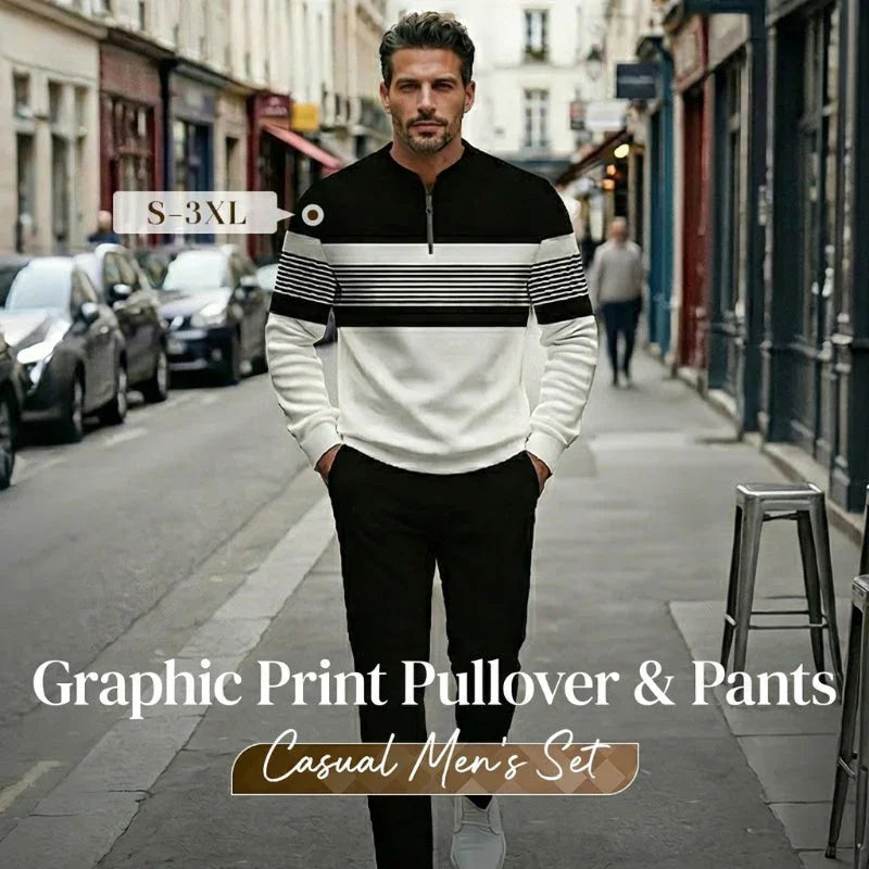 ⏰🔥LIMITED TIME 50% OFF & FREE SHIPPING!🔥80K+ SOLD!🧵 Men's Graphic Print Pullover & Pants Set – Bold streetwear style. Ultimate comfort for lounging or errands👖