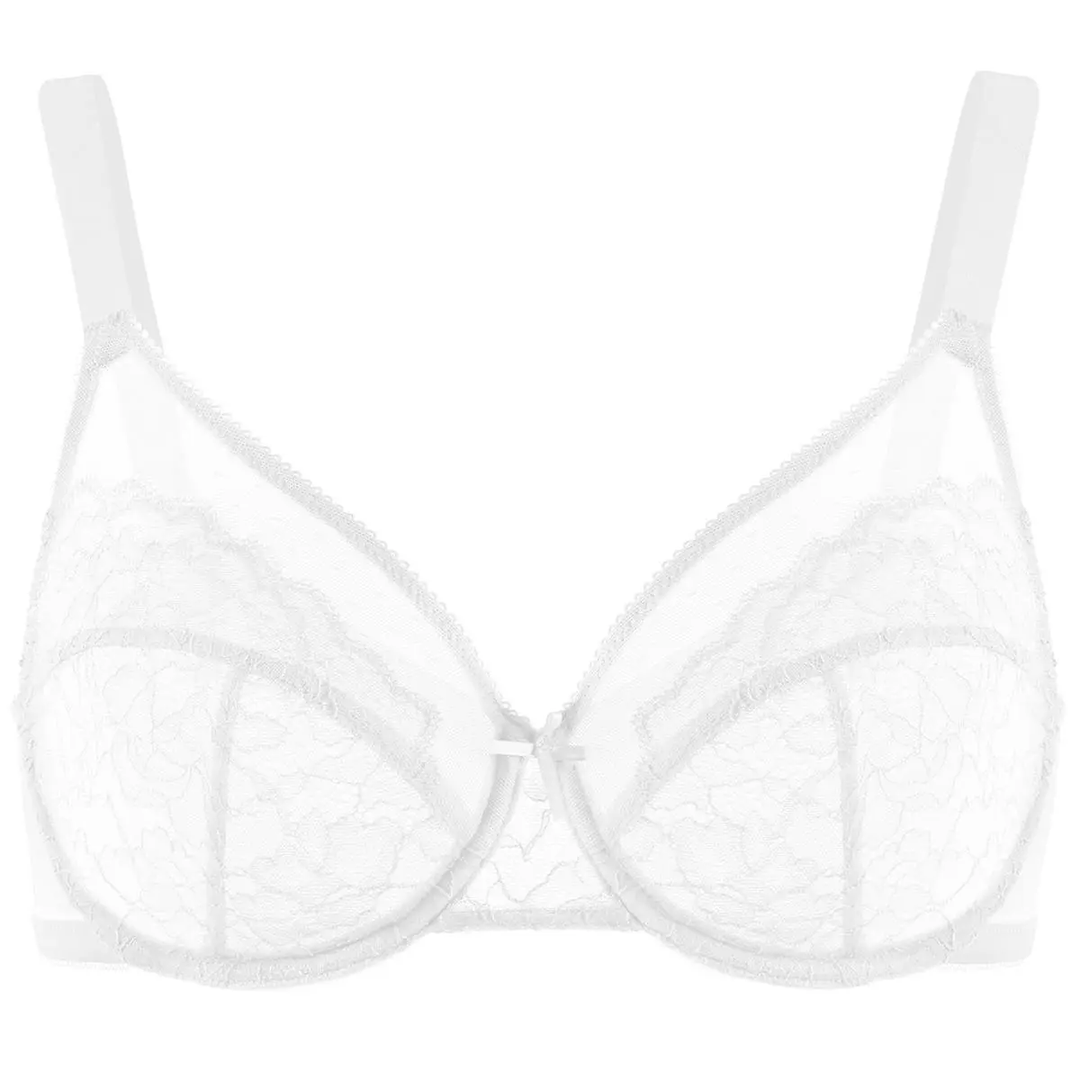 💞50K+ SOLD!👙HSIA Enchante Floral Lace Plus Size Underwire Unlined Unpadded Minimizer Full Coverage Bra Women's Wear Comfortable Breathable Mesh Cup