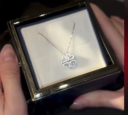 🎁Geriausia Kalėdų dovana🎁 Laimingas keturlapis dobilas & širdies formos karoliai