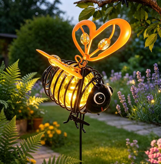 🐝Hanging Solar Bee Light – Warm Amber Glow, Flicker-Free, Perfect for Garden Parties, Camping, or Kids’ Rooms🌞