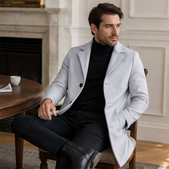 👔 Men's Classic Single Row Buckle Solid Color Jacket - Timeless Daily Essential