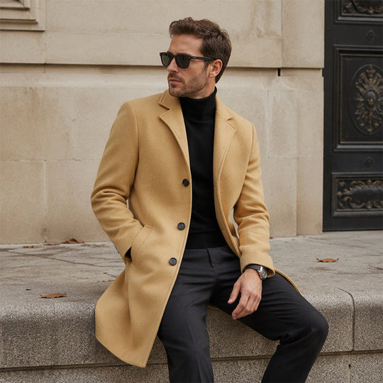 👔 Men's Classic Single Row Buckle Solid Color Jacket - Timeless Daily Essential