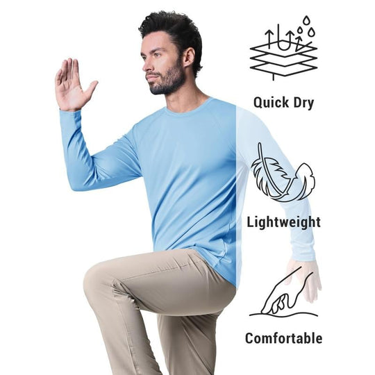🏆70K+ Sold⚡ Men’s UPF 50+ Long Sleeve Performance Shirt – Quick Dry, Lightweight & Breathable