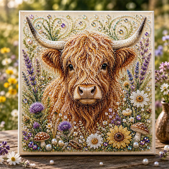 🦬✨ Highland Cow Pearl Art DIY Kit – Relaxing DIY Craft to Create Stunning Coastal Artwork