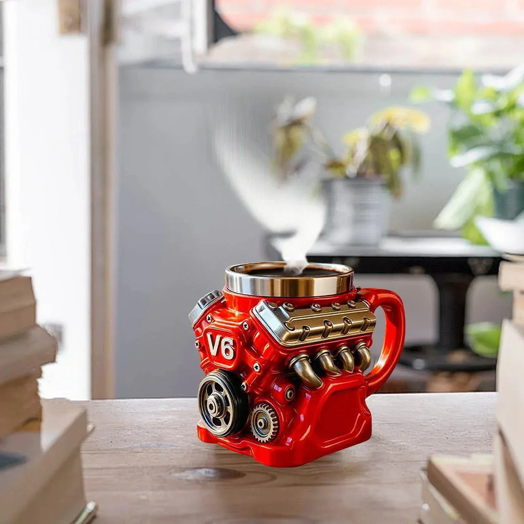 🔥Tazza da caffè retrò con motore, tazza in acciaio inossidabile con motori V8