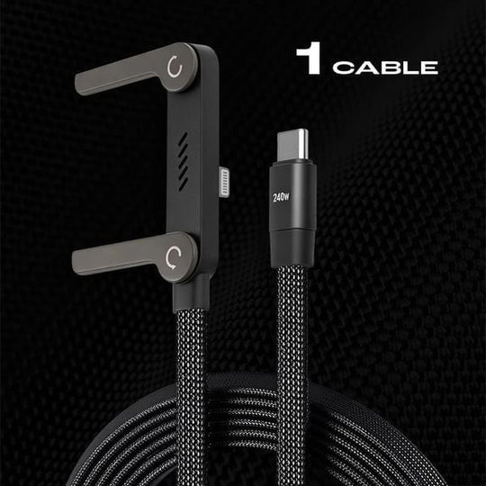 ⚡️Charge super rapide 240 W📱Câble de chargeur à support invisible avec support