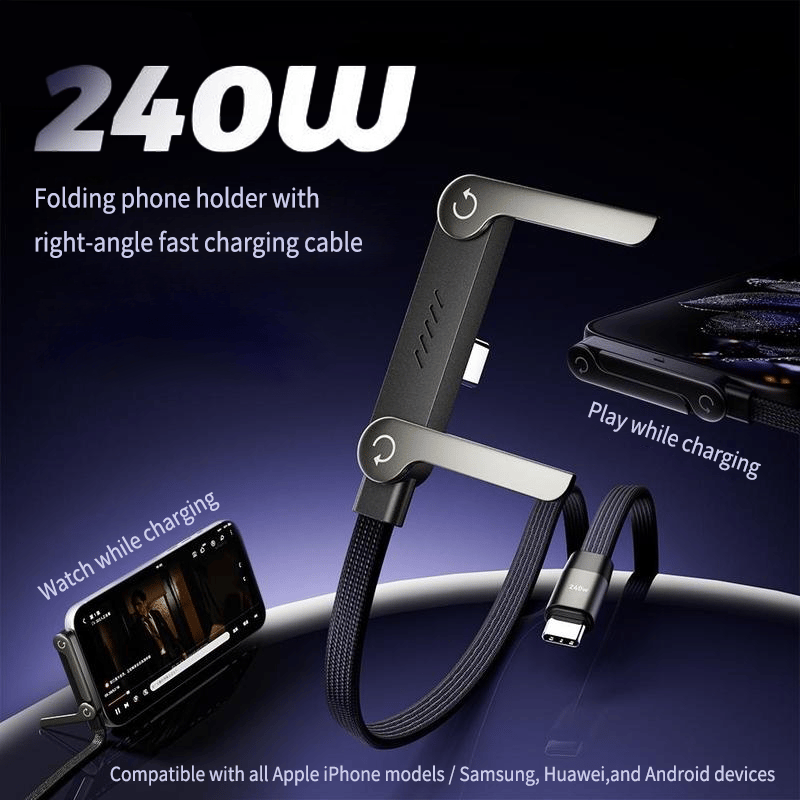 ⚡️Charge super rapide 240 W📱Câble de chargeur à support invisible avec support