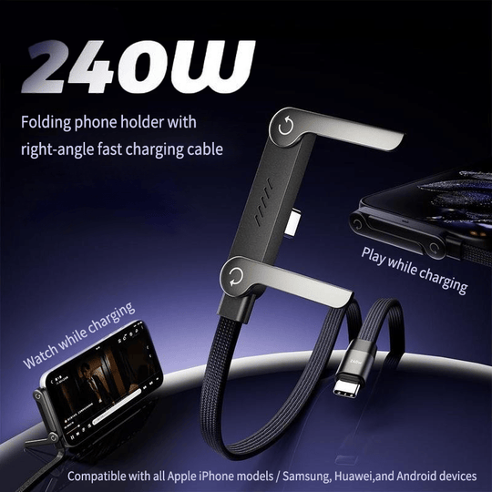 ⚡️Charge super rapide 240 W📱Câble de chargeur à support invisible avec support