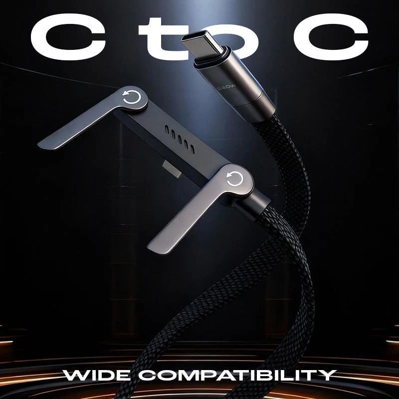 ⚡️Charge super rapide 240 W📱Câble de chargeur à support invisible avec support