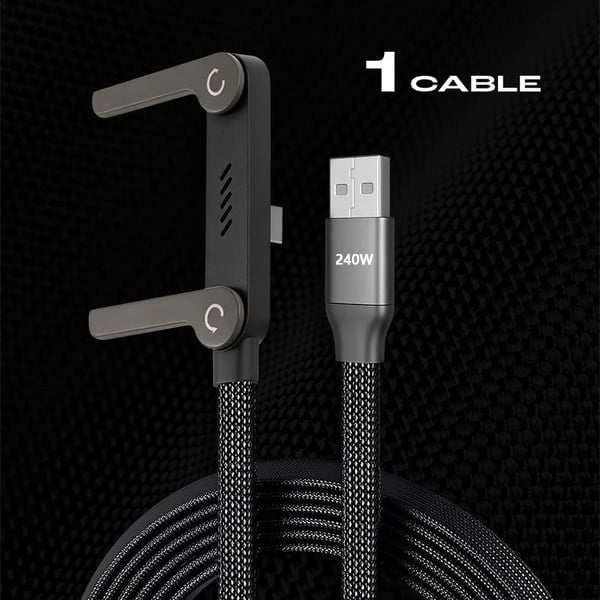 ⚡️Charge super rapide 240 W📱Câble de chargeur à support invisible avec support