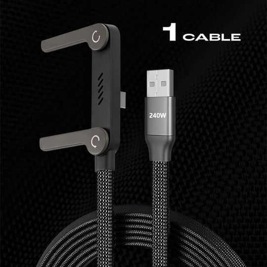 ⚡️Charge super rapide 240 W📱Câble de chargeur à support invisible avec support