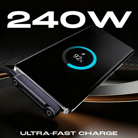 ⚡️Charge super rapide 240 W📱Câble de chargeur à support invisible avec support