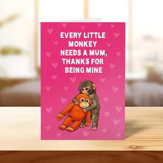 ❤️Punch the Monkey Cute Mother's Day Card A playful, heartfelt way to say "thank you" to the best mum in the jungle this Mother's Day!