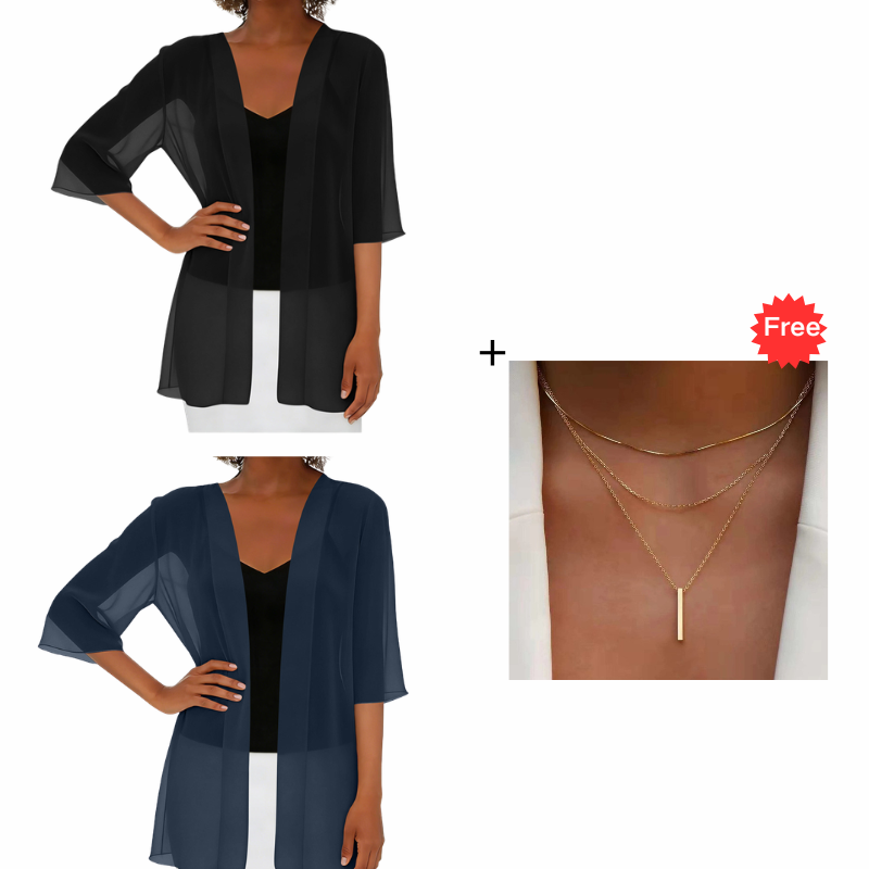 ⌛Limited-Time Offer-Women's Chiffon Open Front Cardigan Loose