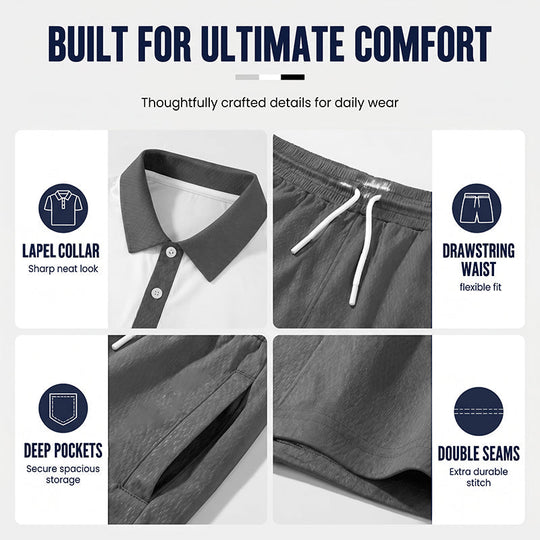 ☀️ 50% Off  Men's Two-Piece Shirt and Shorts Set – Summer Special