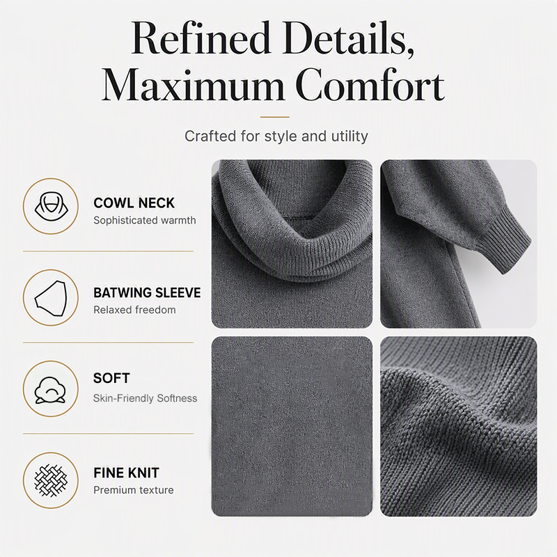 🎁Hot Sale🔥Women's Batwing Cowl Neck Sweater with Pockets