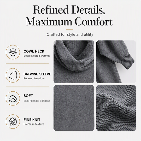 🎁Hot Sale🔥Women's Batwing Cowl Neck Sweater with Pockets