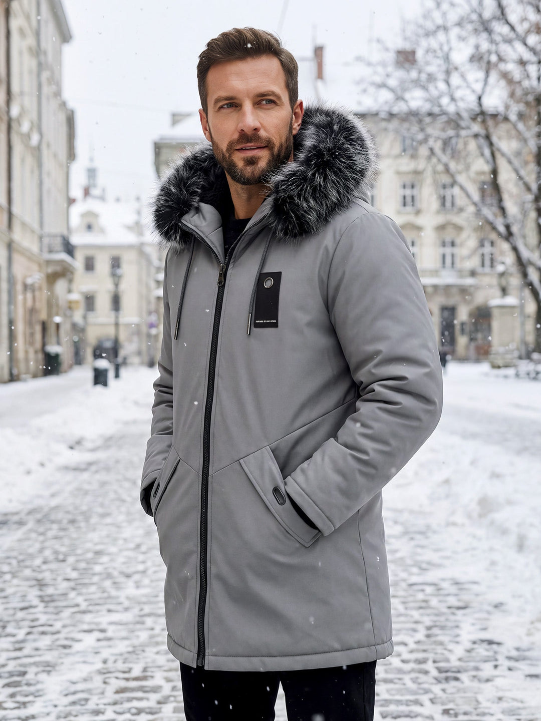 ✨Men's Windproof Hooded Thermal Mid-Length Parka Jacket