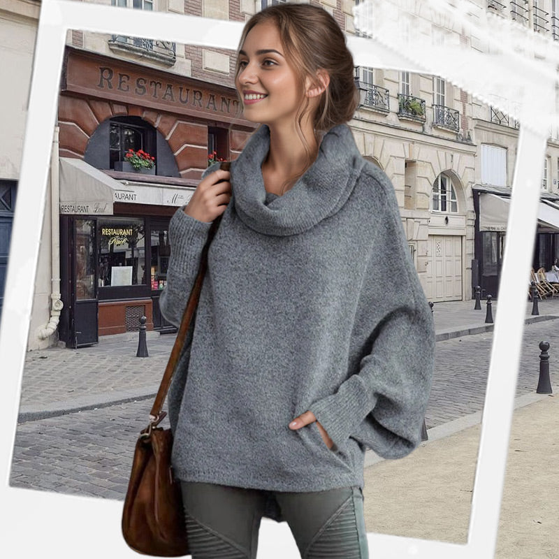 🎁Hot Sale🔥Women's Batwing Cowl Neck Sweater with Pockets