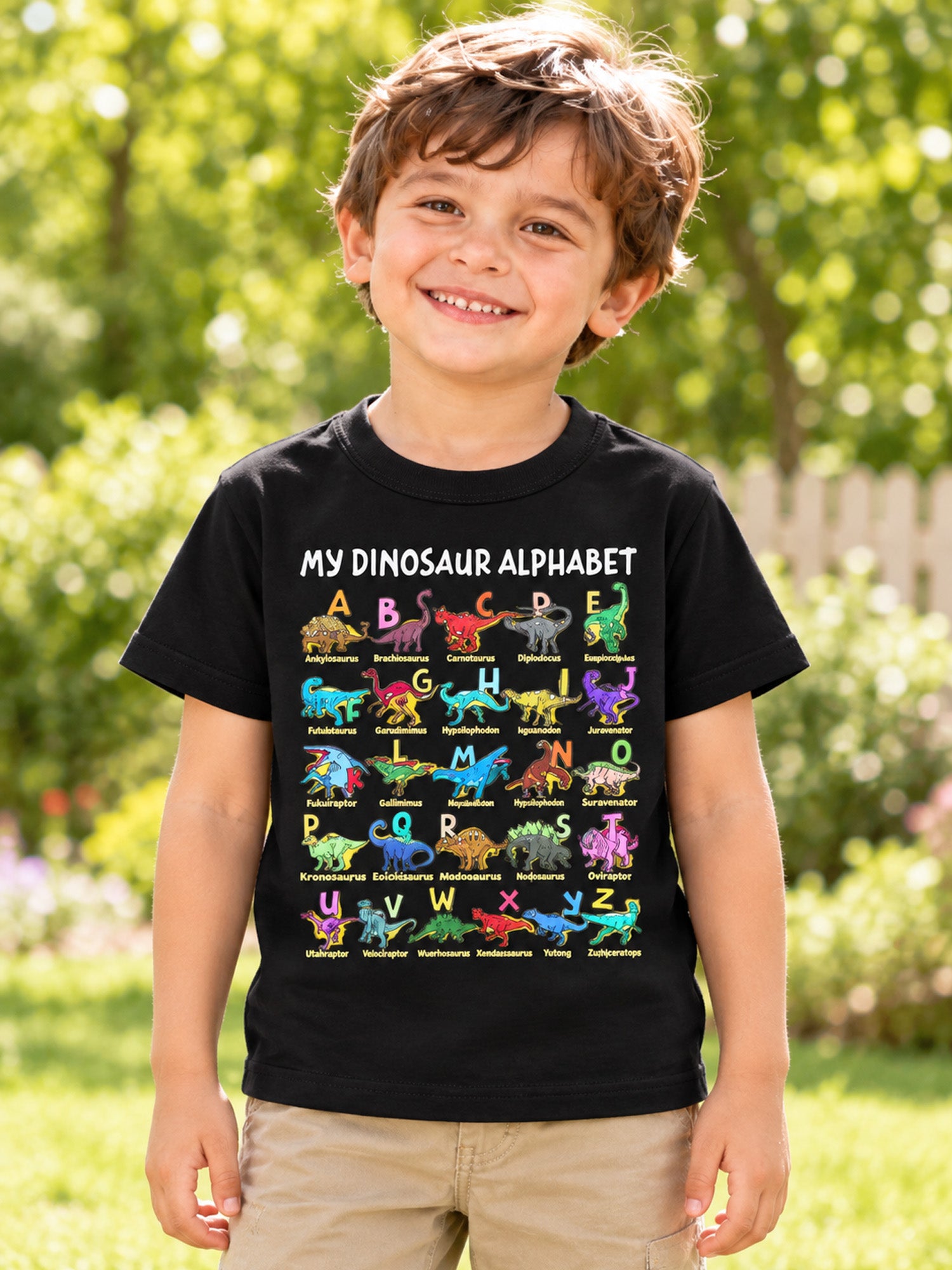 🦖Hot Sale 50% OFF✨Kids Dinosaur Alphabet Graphic T-Shirt