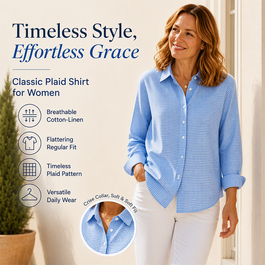 ✨🛍️Fresh Drop - Relaxed Fit Plaid Button-Up – Modern Collared Style for Casual Outings & Coffee Runs