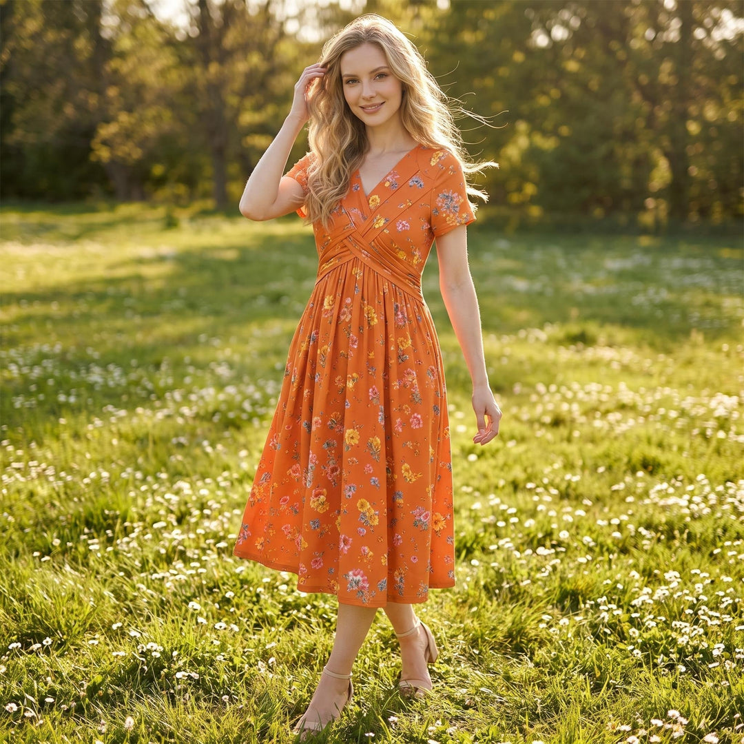 🌸LAST DAY SPECIAL PRICE!! 50% OFF🌸Women's V-Neck Floral Print Dress with Twist Waist