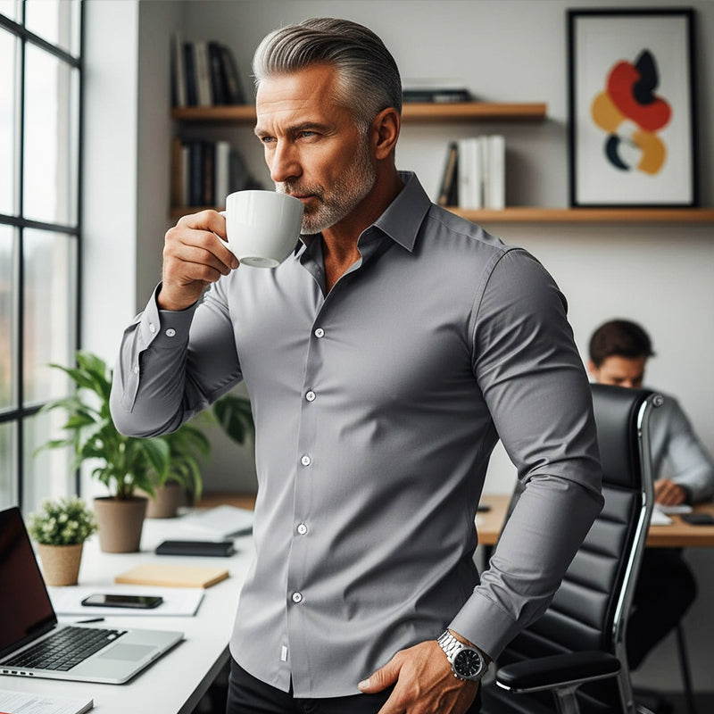 📢Hot Sale 50% OFF !!!⏰Men's Solid Color Lapel Long Sleeve Button-Down Shirts
