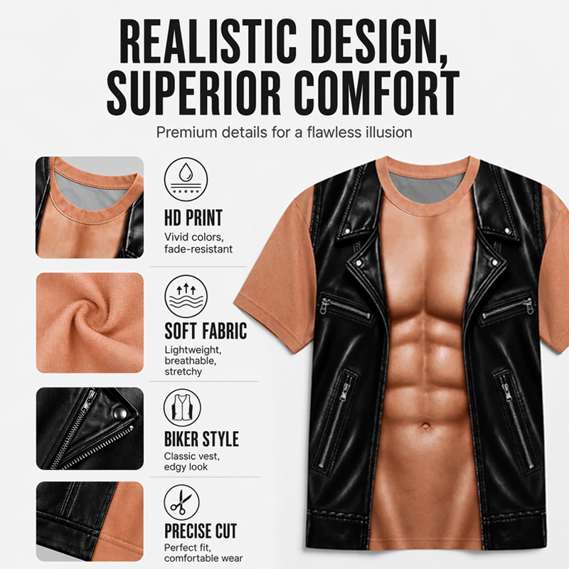 Men's Funny Fake Muscle Print T-Shirt