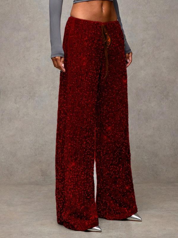 🖤 Black Friday Early Access: 50% OFF 🖤Women's Glitter Fashion Adjustable Drawstring Slimming Elastic Waist Straight-Leg Pants