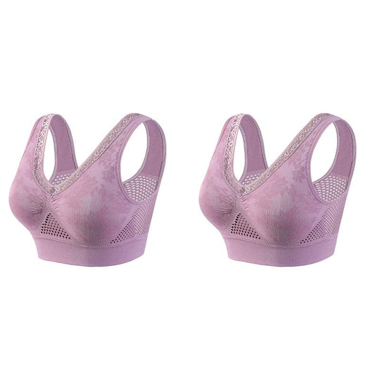 🏆 Last Day Buy One Get One Free -Special Price $19.99! 💐 🎁Lace Wireless Pure Cotton Buttonless Comfy Lifting Bra