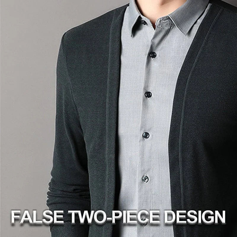 🔥50% OFF!✨Men's fake two-piece shirt collar knitted cardigan