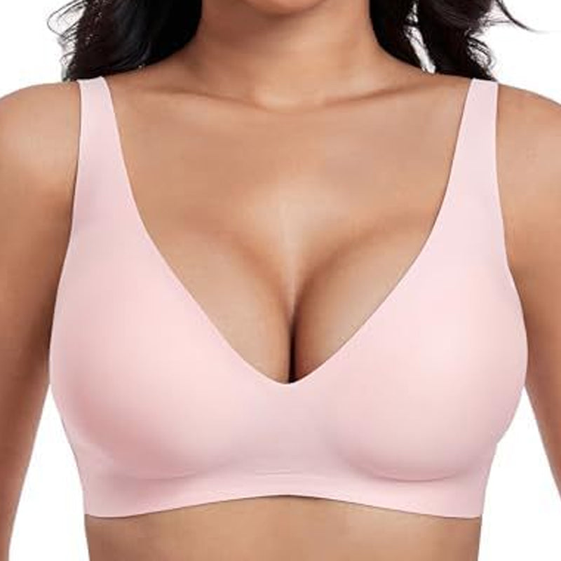 🔥Limited Special Sale 50% OFF!💕 Jelly Wireless Womens Comfortable Wireless Bras Push Up Bralettes Seamless Tshirts Bras Deep V Everyday Bras