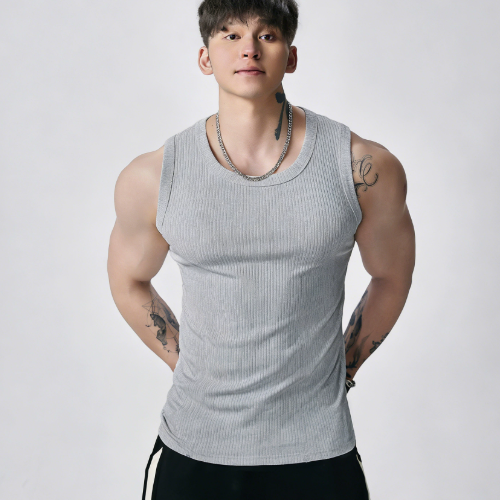 Men's  Wide Strap Ribbed Tank Top