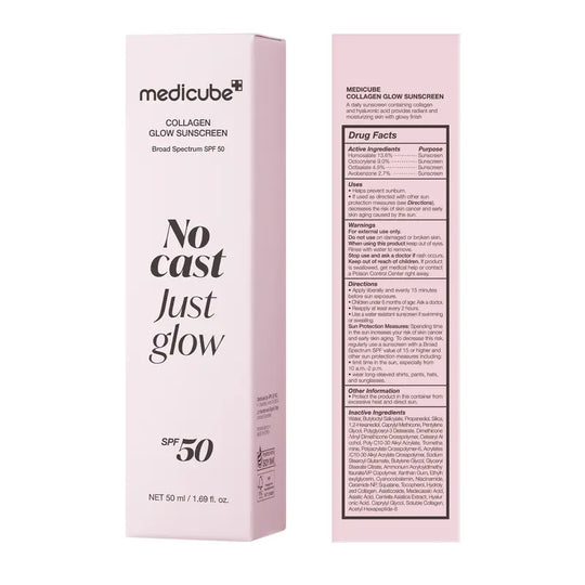 [NEW] [medicube] No Cast Just Glow Collagen Sunscreen | SPF 50 Broad Spectrum Face Sunscreen | Lightweight, Non-Sticky, Hydrating Formula | No White Cast or Residue | Peptide, Cica for Soothing & Natural Glow