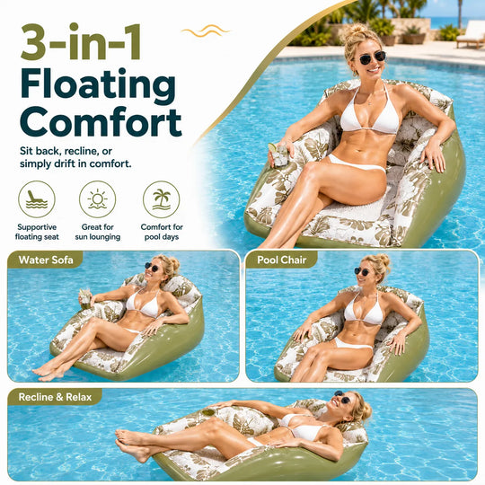🛋️ 3-in-1 Inflatable Pool Lounge Chair