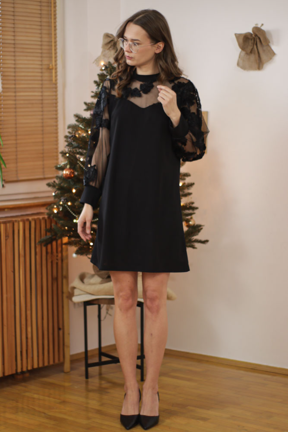 Icone™ MeshDress: Sophisticated Modern Style A-Line Mesh Dress