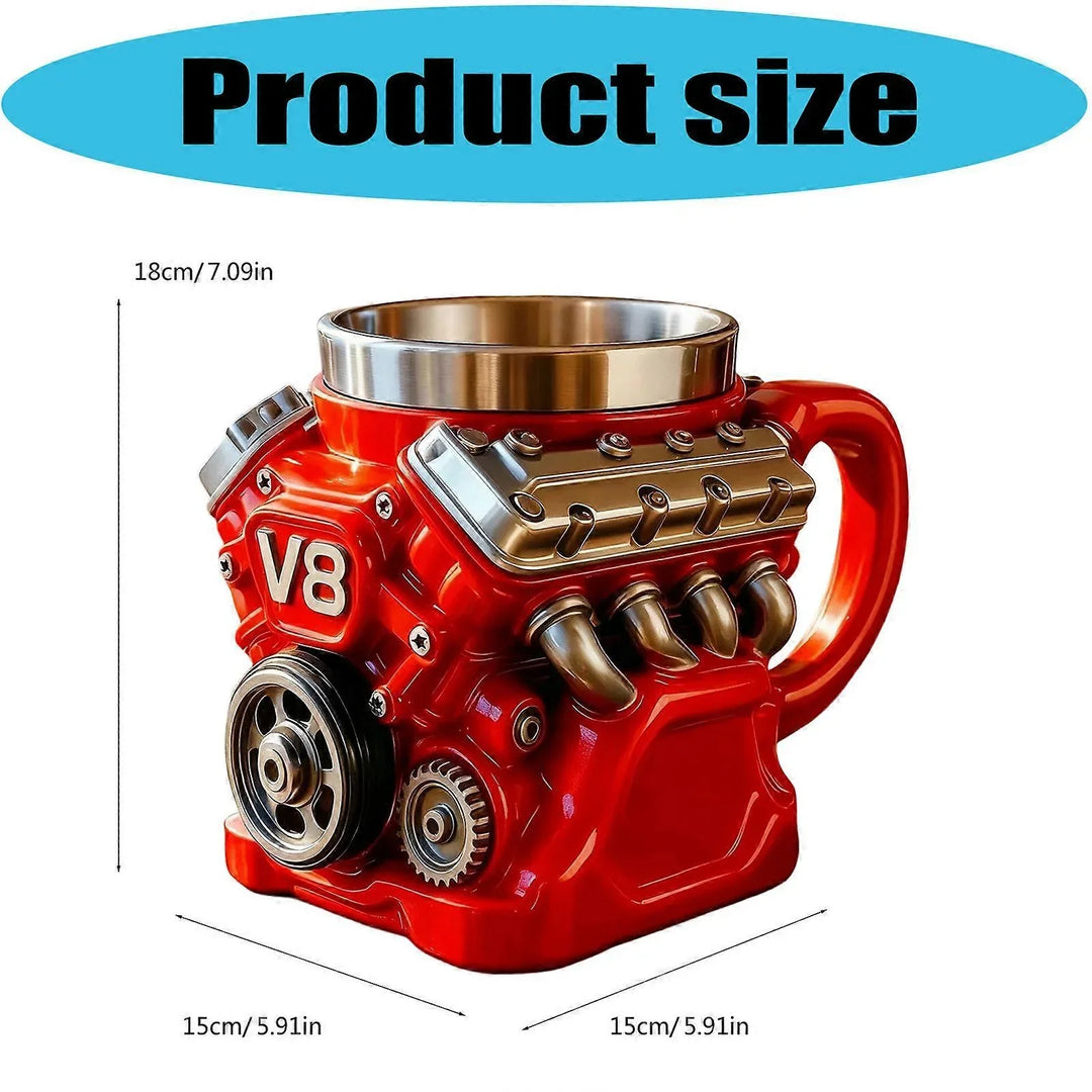 🔥Tazza da caffè retrò con motore, tazza in acciaio inossidabile con motori V8