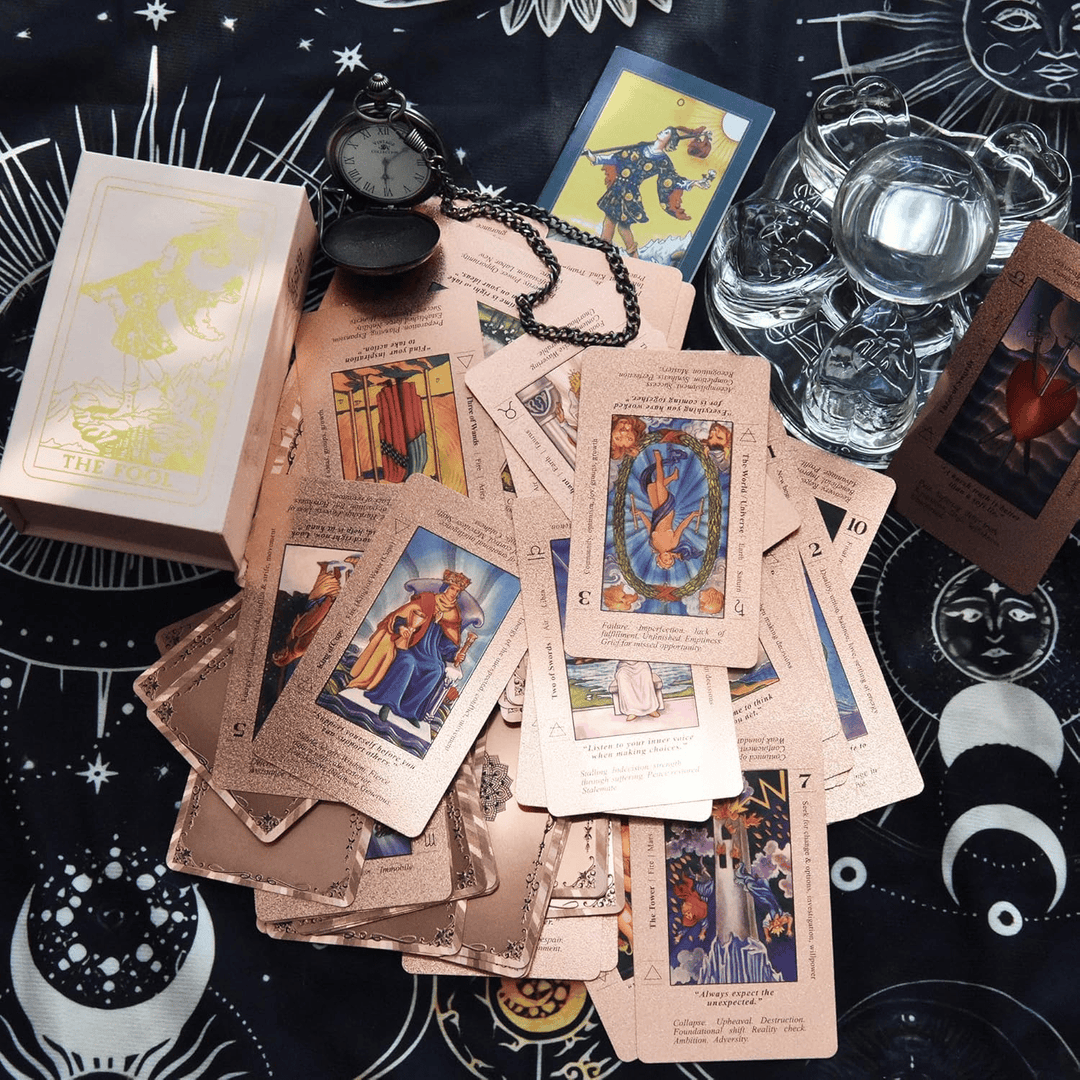 🔮40% OFF NOW! ✨ Witchy Cauldron Tarot Card Set – Rose Gold Accents, Complete Guide Book & Velvet Pouch 🎴📖