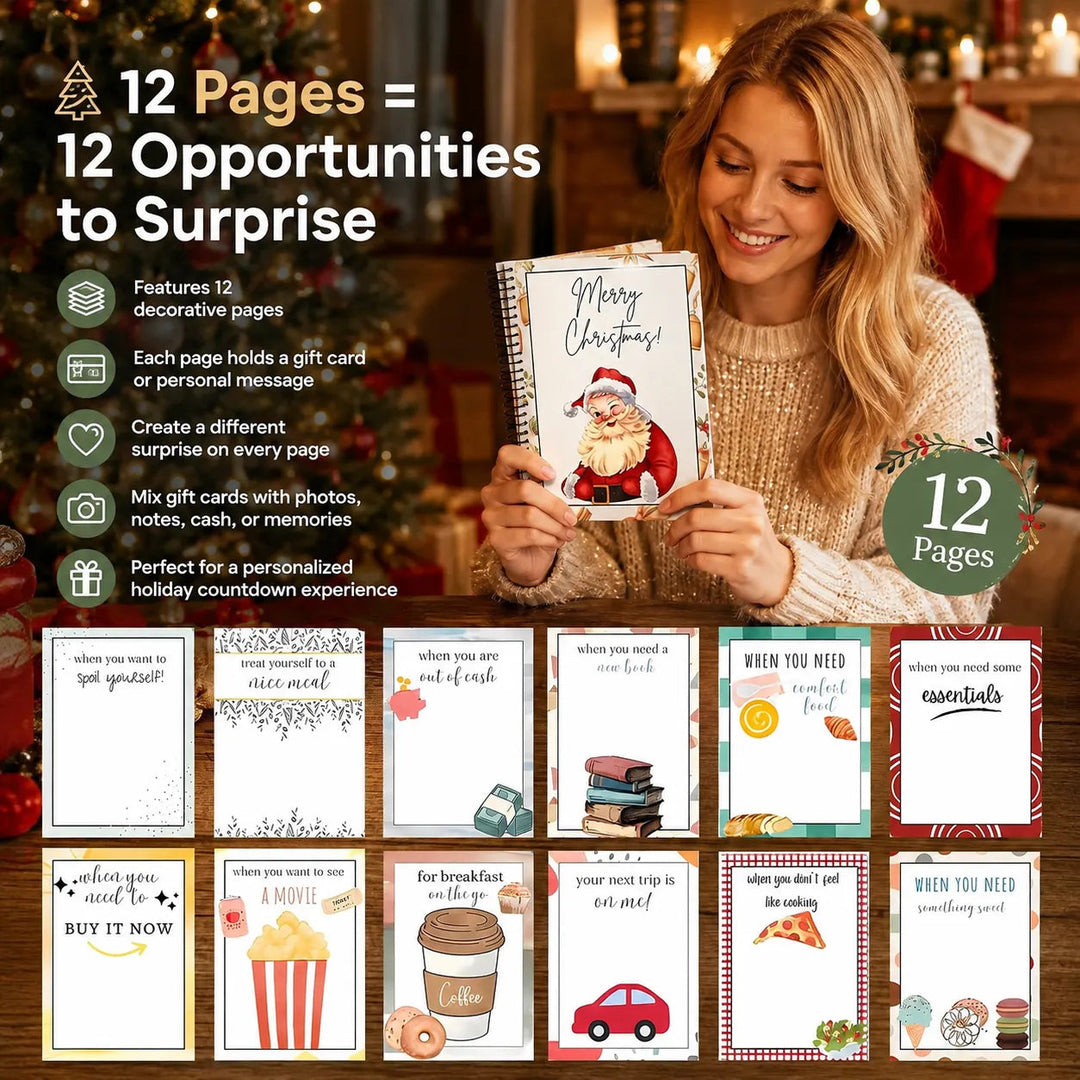 🎅Christmas Gift Card Booklet 👍DIY Spiral-Bound Christmas Gift Card Holder Book