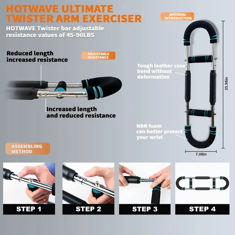 HOTWAVE Arm Trainer, Adjustable Chest Workout Equipment, Arm Trainer for Men, Chest Trainer for Men, Shoulder Muscle Training, Portable Spring Resistance Home Fitness Equipment
