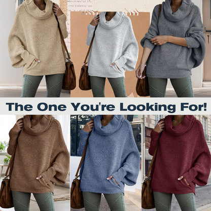 🎁Hot Sale🔥Women's Batwing Cowl Neck Sweater with Pockets