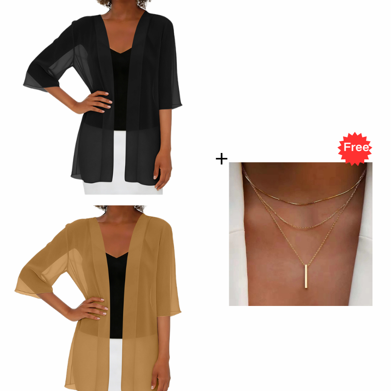⌛Limited-Time Offer-Women's Chiffon Open Front Cardigan Loose