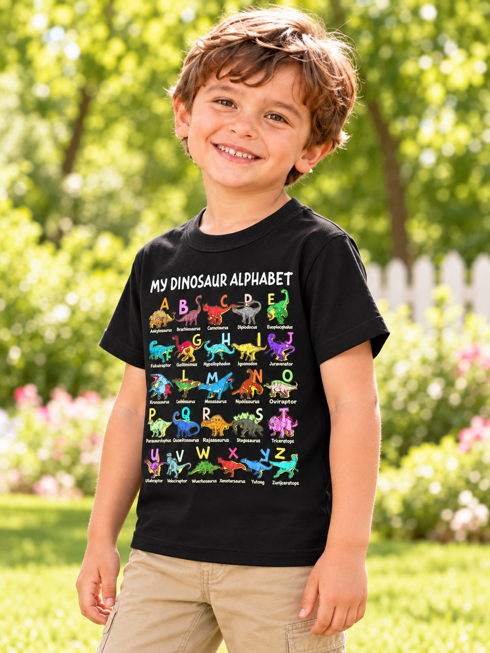 🦖Hot Sale 50% OFF✨Kids Dinosaur Alphabet Graphic T-Shirt