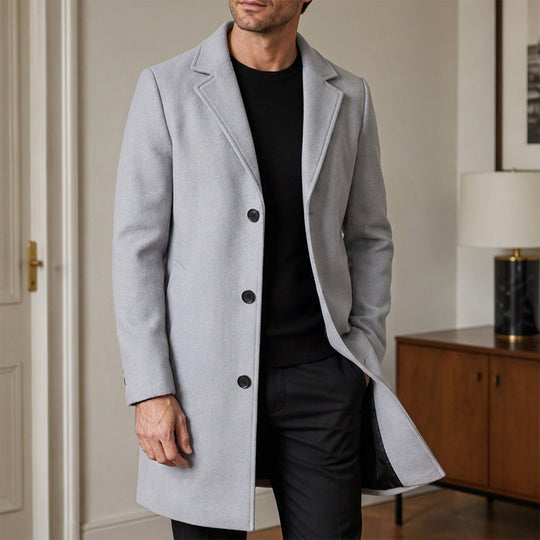 👔 Men's Classic Single Row Buckle Solid Color Jacket - Timeless Daily Essential