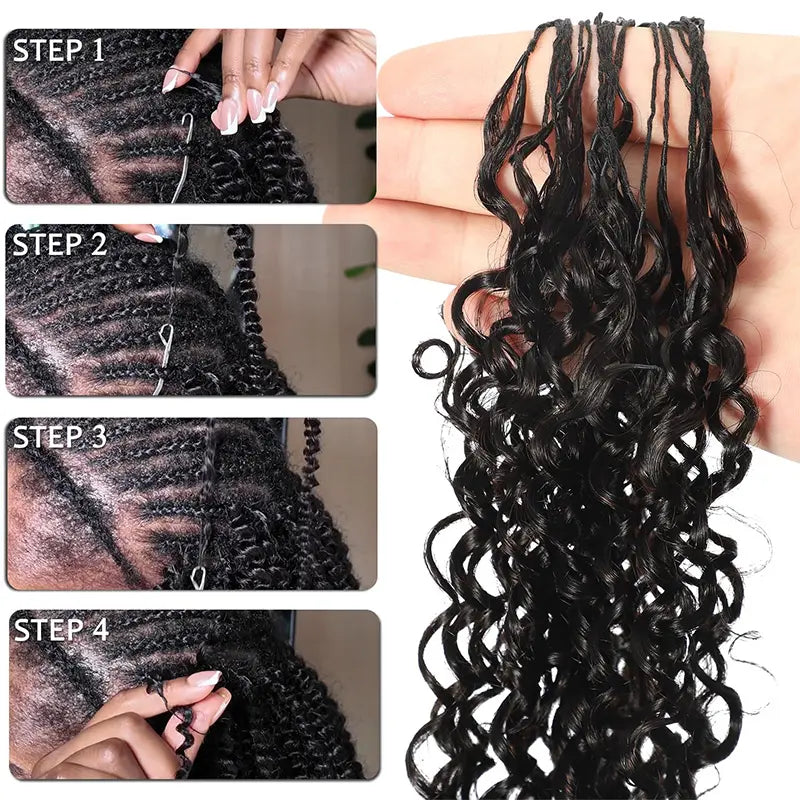 ISEE HAIR Human Hair Crochet Extensions Miracle Knots Pre-Separated 50g/Pack – Knotless Boho Braids, 4-5 Packs for Full Head, Multiple Curly & Wave Textures#HairTok #HairTutorial #HairStyles