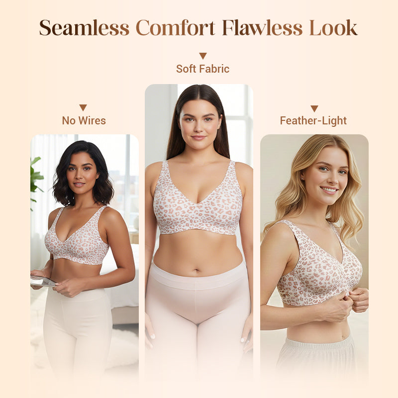 🔥Limited Special Sale 50% OFF!💕 Jelly Wireless Womens Comfortable Wireless Bras Push Up Bralettes Seamless Tshirts Bras Deep V Everyday Bras